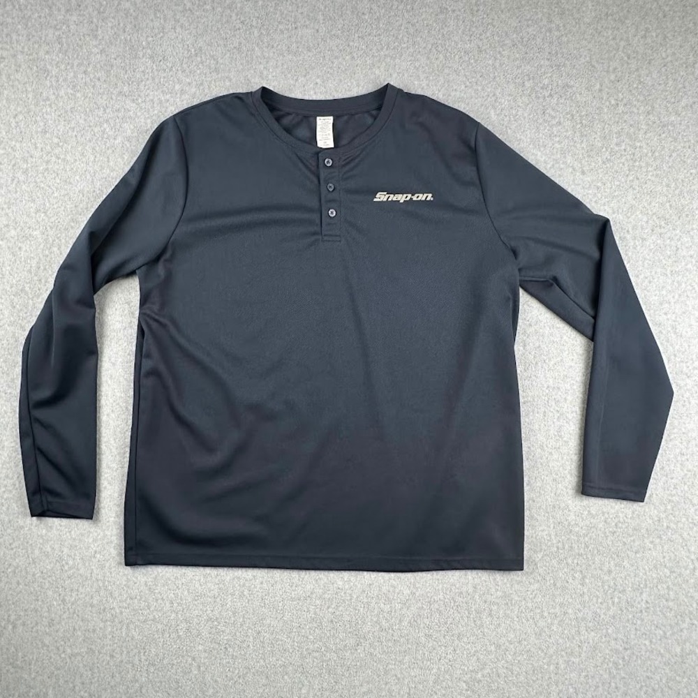 Snap On Long Sleeve Henley Shirt Men's XXL Dark Blue Light Weight‎ Pullover